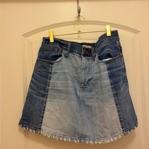 Madewell Two-Tone Denim Mini Skirt - Light Blue & Dark Blue